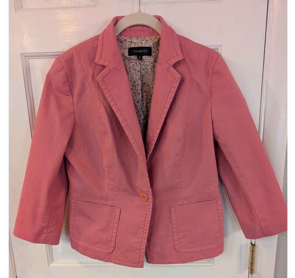 Talbots |  Pink Cotton Blazer | Size 10